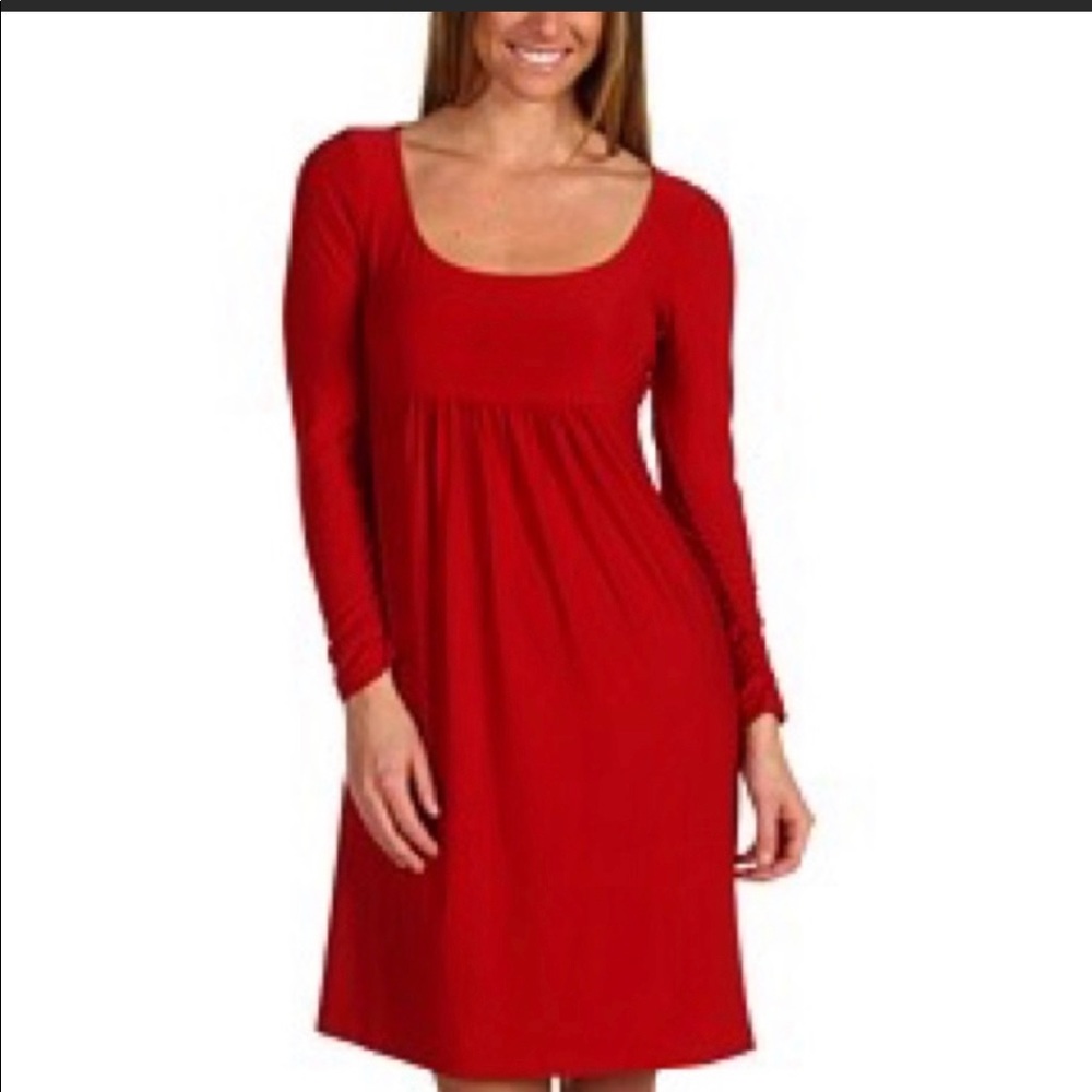Norma Kamali empire waist red dress 👠
